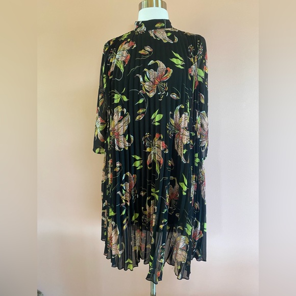 ASOS | Dresses | Asos Black Pink Lily Floral Print High Neck Sheer ...